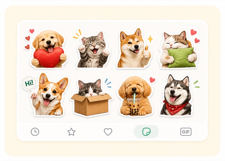 Stickers, used everywhere.